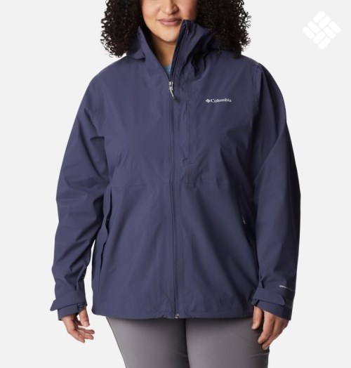 Women's Columbia Omni-Tech Ampli-Dry Shell Jackets Navy | Plus Size CA-I86L4